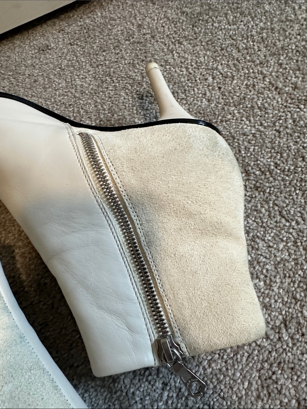 EUC Rag & Bone Beha Leather Suede Heeled Bootie in White Ivory Moto size US7 - Picture 11 of 15